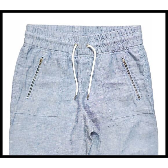 ATHLETA Cabo 100% Linen Jogger Pants #530642 Light Chambray Blue 6 - Picture 3 of 11
